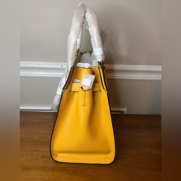 Michael Kors Hamilton Medium Top Zip Colorful Golden Rod Leather Satchel NWT - Picture 7 of 12